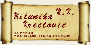 Milunika Kreclović vizit kartica